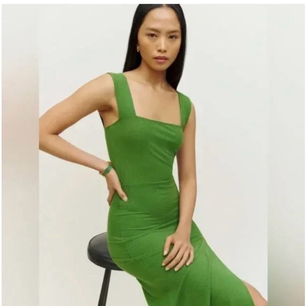 Reformation Cassi Knit Dress in Palm Green Medium - Picture 3 of 9